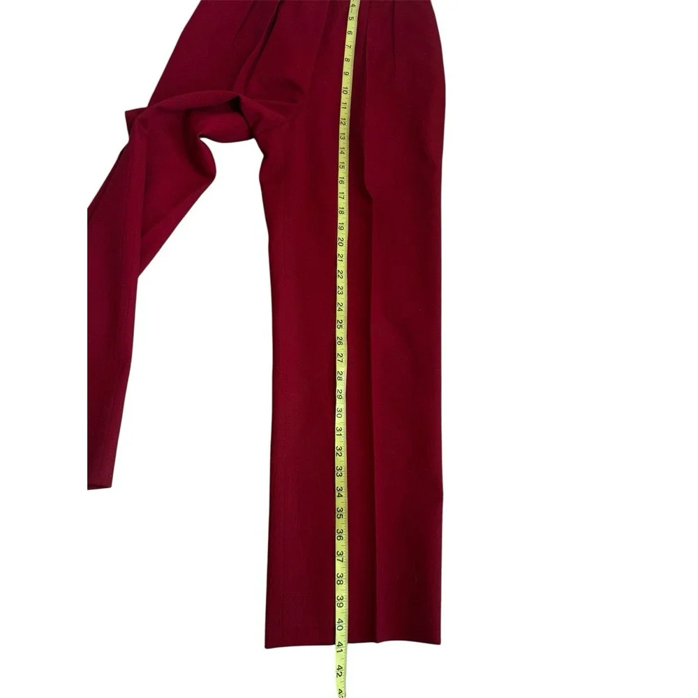 Carlisle Pleated Red Trouser Pant Women 6 Wool‎ Retro Classic Career Office Work